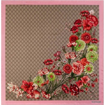 Коприна Gucci креп с гербери и карамфили