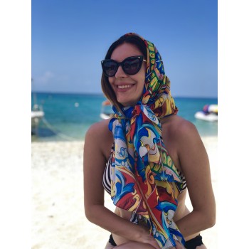 Коприна Dolce&Gabbana цветни квадрати