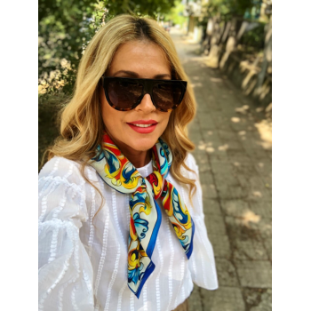 Коприна Dolce&Gabbana цветни квадрати