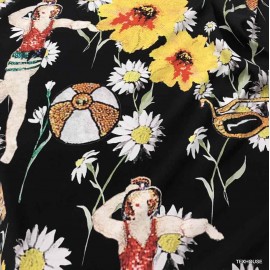 Коприна Dolce&Gabbana маргаритки черен фон